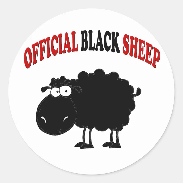 Funny black sheep classic round sticker | Zazzle