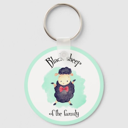 Funny Black Sheep of the Family Green Keychain