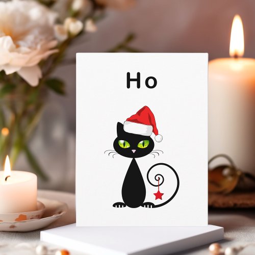 Funny Black Sitting Santa Claus Christmas Cat Postcard