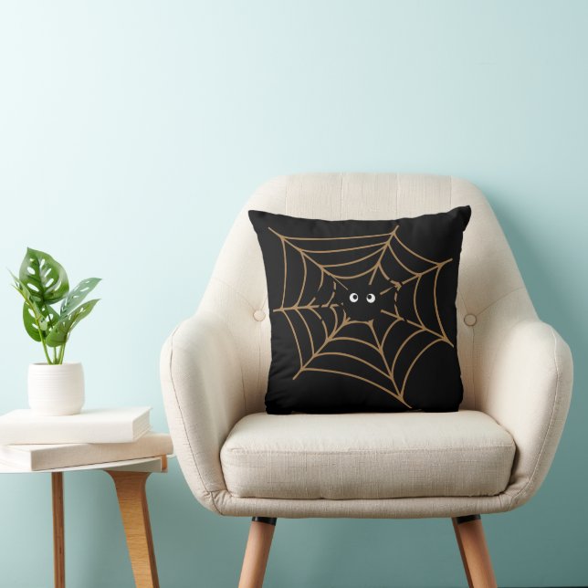 Funny Black Spider Kids Throw Pillow (Chair)