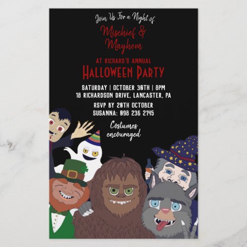 Funny Black Supernatural Halloween Costume Party Flyer
