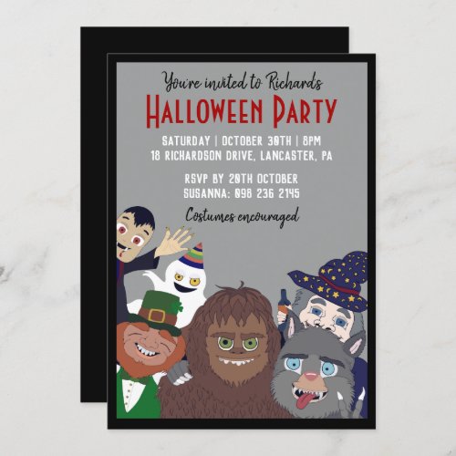 Funny Black Supernatural Halloween Costume Party Invitation