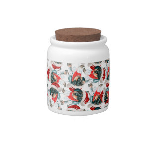 Funny Black Tan Dachshund Puppy Christmas Pattern Candy Jar