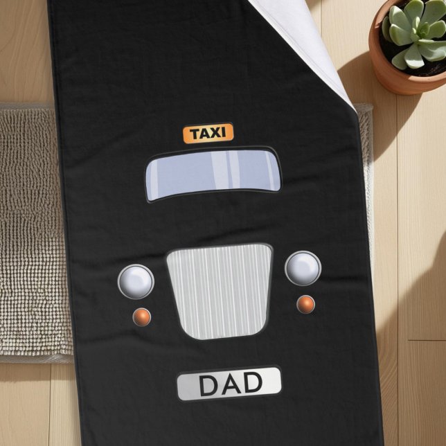 Funny Black Taxi Cab Personalized Bath Towel (A fun black taxi bath towel for your dad)