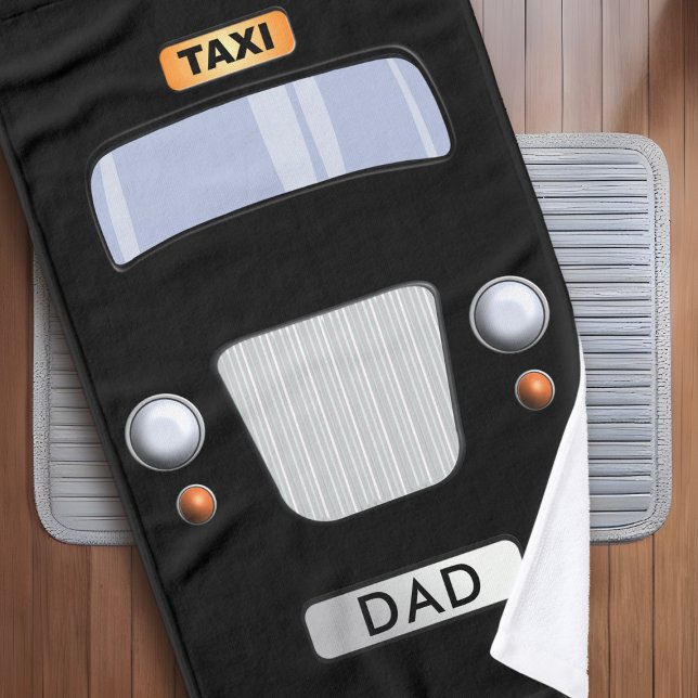 Funny Black Taxi Cab Personalized Hand Towel (Creator Uploaded)