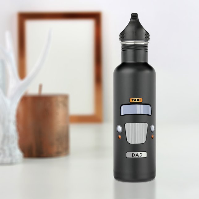Funny Black Taxi Cab Personalized Water Bottle (Creator Uploaded)
