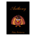 Funny Black Thanksgiving Place Cards With Turkey