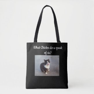 Funny black tote black with tuxie cat