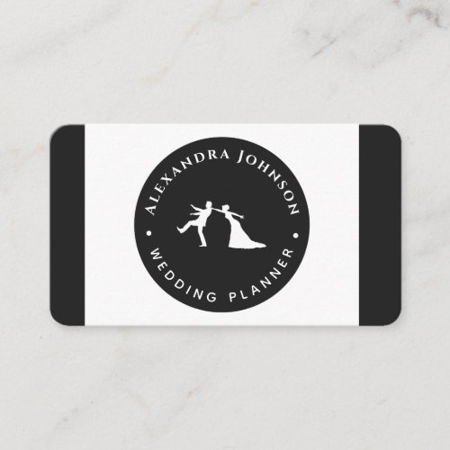 Funny Black  White Bride Groom Logo Wedding Theme Business Card