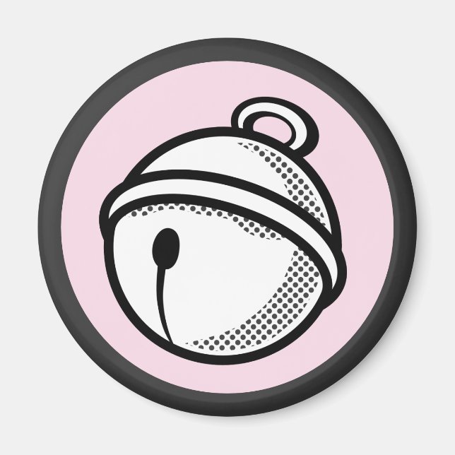 Funny Black White Cat Bell Pop Art Cartoon Magnet (Front)