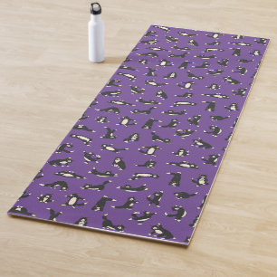 Funny Black White Cats Doing Pattern Yoga Mat
