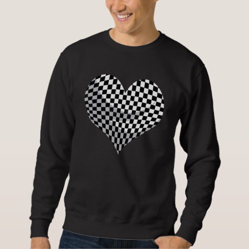 Funny Black White Checkered Cute Chess Game Women  Sweatshirt