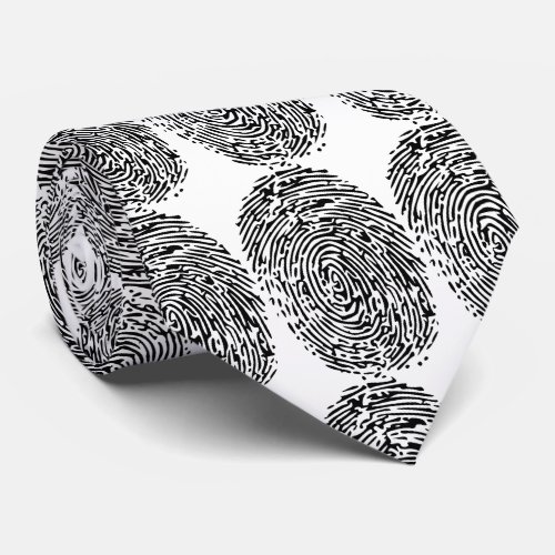 Funny black  white fingerprints for police tie