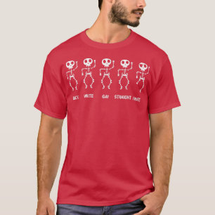 Funny Black White Gay Straight Pirate Skeleton  T-Shirt