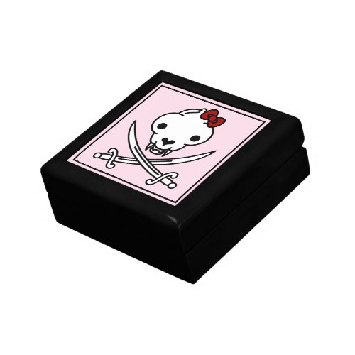 Funny Black White Jolly Kitty Pirate Skull Bones Gift Box