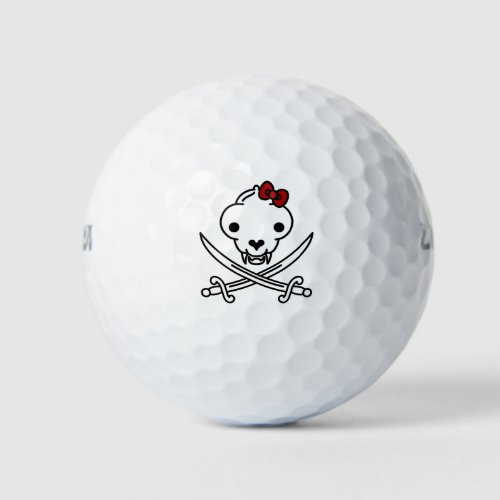 Funny Black White Jolly Kitty Pirate Skull Bones Golf Balls