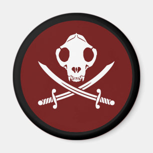 Funny Black White Jolly Kitty Pirate Skull Bones Magnet