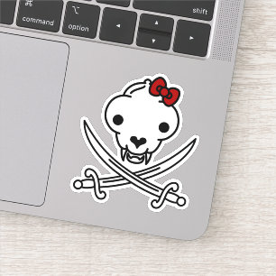 Funny Black White Jolly Kitty Pirate Skull Bones Sticker