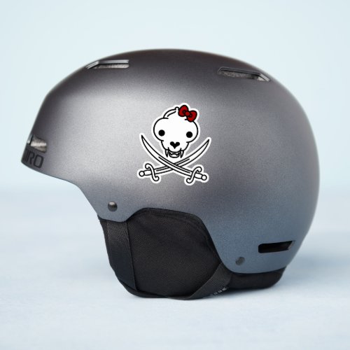 Funny Black White Jolly Kitty Pirate Skull Bones Sticker