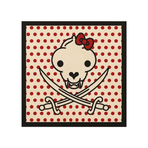 Funny Black White Jolly Kitty Pirate Skull Bones Wood Wall Art