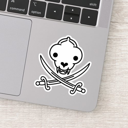 Funny Black White Jolly Kitty Pirate Skull Sabers Sticker