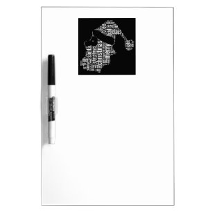 Funny Black White Merry Christmas Santa Typography Dry-Erase Board