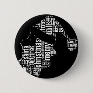 Funny Black White Merry Christmas Santa Typography Pinback Button