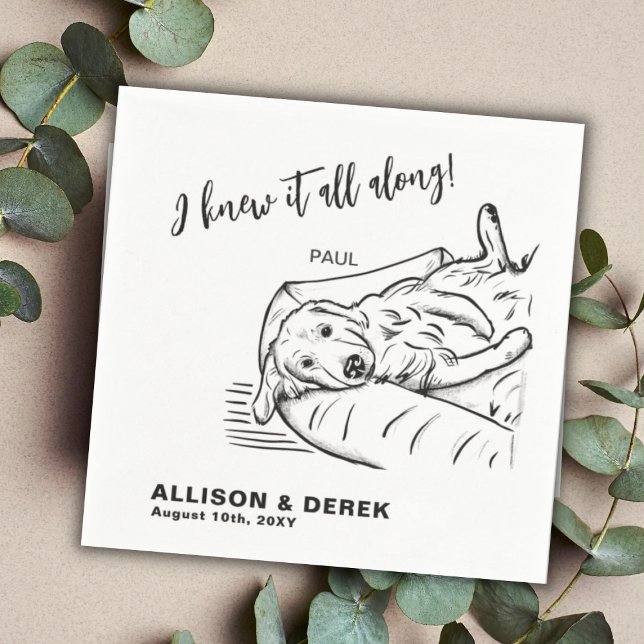 Funny Black White Minimalist Dog Cat Pet Wedding Napkins (Creator Uploaded)