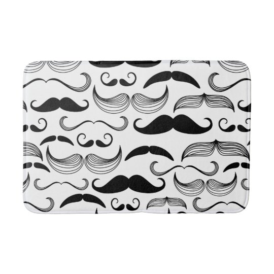 Funny Black & White Mustache Design Bath Mat