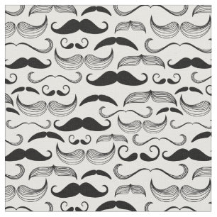 Funny Black & White Mustache Design Fabric