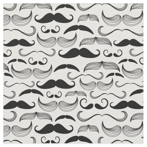 Funny Black & White Mustache Design Fabric