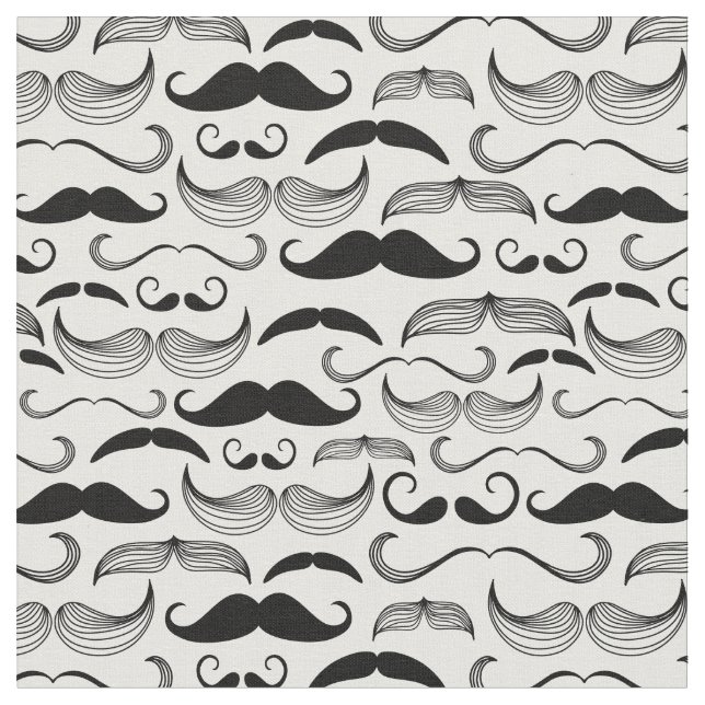Funny Black & White Mustache Design Fabric (Close Up)