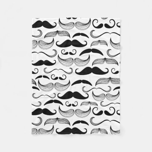 Funny Black  White Mustache Design Fleece Blanket