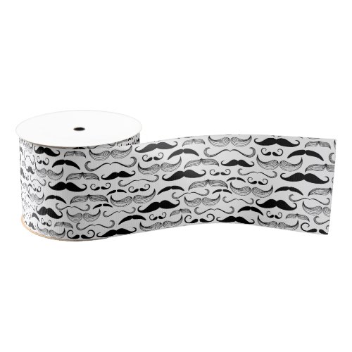 Funny Black  White Mustache Design Grosgrain Ribbon