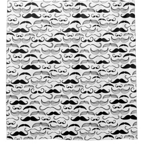 Funny Black  White Mustache Design Shower Curtain
