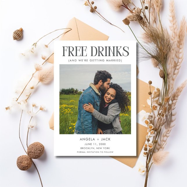 Funny Black White Photo Wedding Save the Date (Unique Photo Wedding Save the Date)