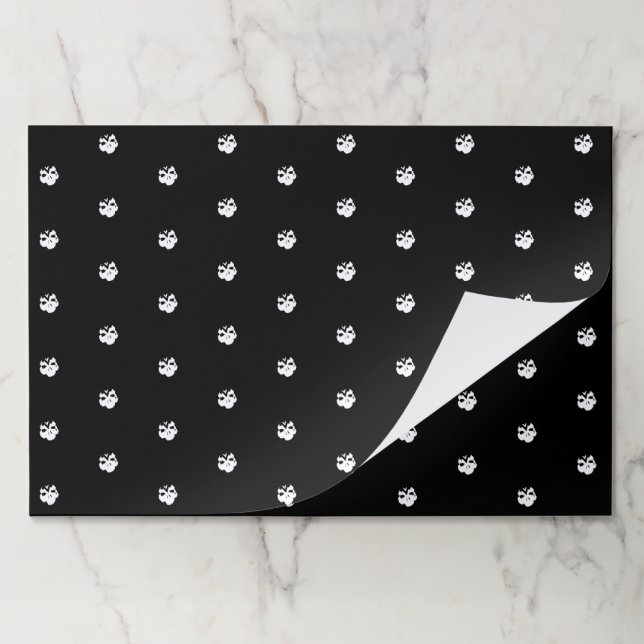 Funny black white polka dot skulls spooky placemat (Folded)