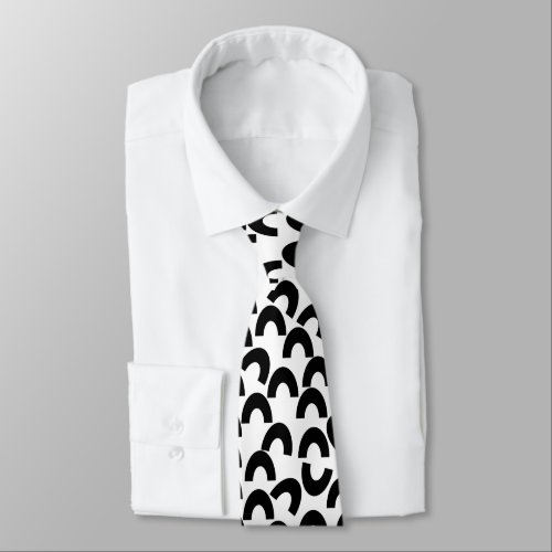 Funny Black White Tie Bow Half Circles Geometric Tie