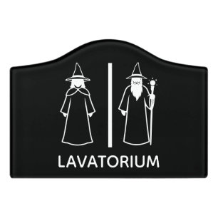 Funny Black Witch Wizard Restroom Bathroom Toilet Door Sign