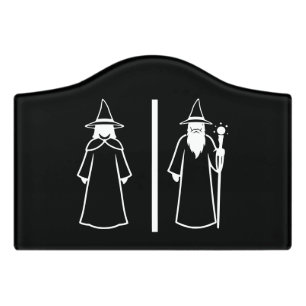 Funny Black Witch Wizard Restroom Bathroom Toilet Door Sign