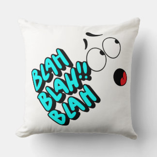 Funny Blah Blah Blah Cartoon Eyes Design Throw Pillow