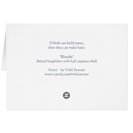 Funny Blanche the kingfisher card (Back Horizontal)