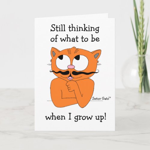 Funny Blank Inside Card Cartoon Mustache Cat