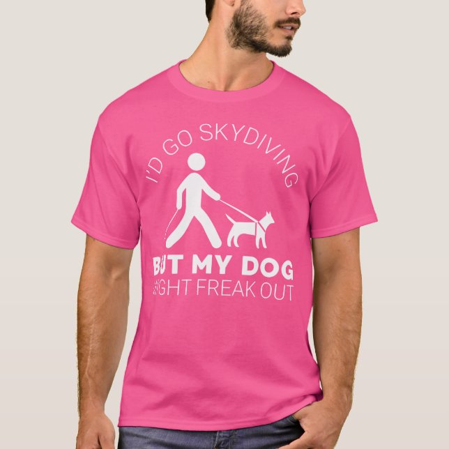 Funny Blind Joke Seeing Eye Dog Skydiving Blindnes T-Shirt (Front)