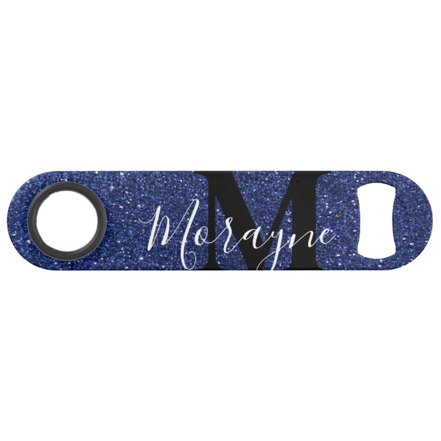 Funny Bling Drinking Navy Blue Glitter Sparkles  Bar Key (Back Horizontal)