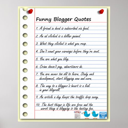 Funny Blogger Quotes Poster