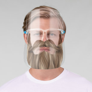Funny Blond Beard & Mustache Facial Hair Face Shield
