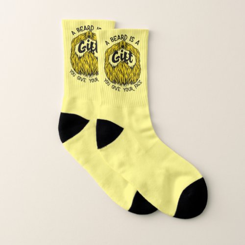 Funny Blond Man Beard Comical Yellow Socks