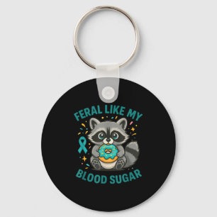 Funny Blood Sugar Raccoon Food Chaos Diabetes Fera Keychain