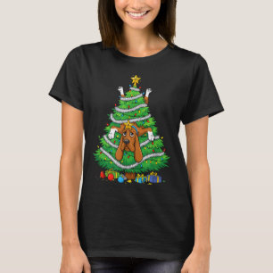Funny Bloodhound Dog Christmas Tree Lights Kids Me T-Shirt